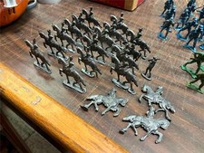 VTG Antique Lot of 20 Lead Unpainted Flat Horse Soldiers European