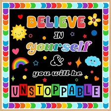BELIEVE in YOURSELF Classroom Bulletin Board Decoration Set Colorful