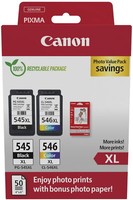 2 Canon Druckerpatronen Tinte PG-545 Xl Bk / CL-546 Xl Tri-Color Photo Value