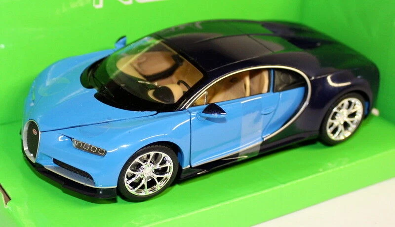 Nex 1/24-27 Bugatti Chiron Two Tone Blue Supercar Scale Diecast Model Car - Image 2 of 4