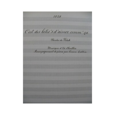 Lhuillier Edmond C'est Des Bêtis's D'aimer Manuscript Song Piano 1917