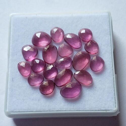 15 Karat natürliche rosa lila Farbe Rhodolith Granat Rose geschnittene Scheibe 19 Stück Menge - Bild 1 von 21