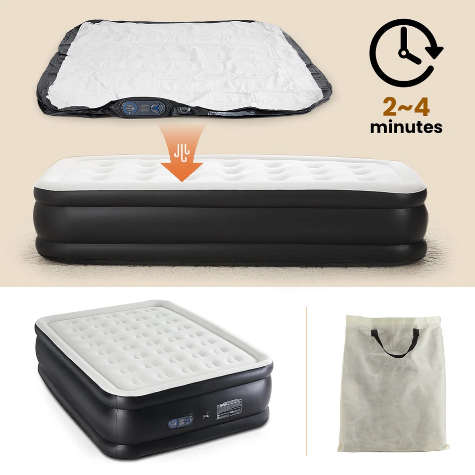 Air Mattress With Coil Beam Support, Plush Velvety Top Hold Up To 660 Pounds - Image 4 of 4