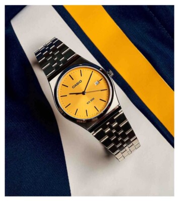 Casio MTP-B145D-9A Retro Minimalist Dial Design Yellow Analog 