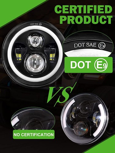 Green Halo 7inch LED Headlights Sealed Beam fit Chevy K10 Pickup Truck El Camino - Picture 9 of 12