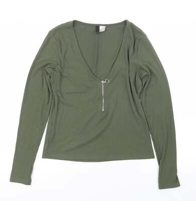 Divided by H&M Damen T-Shirt grün Polyestermischung Größe M