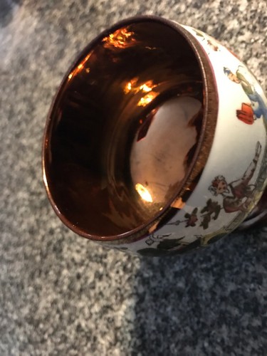¡BONITO BRILLO DE COBRE COPA BAJA ANCHA CON DECORACIÓN DE CHINOIRE! - Imagen 9 de 10