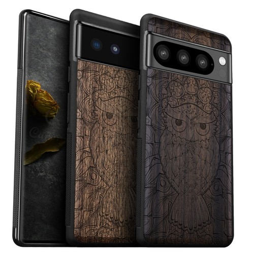 Carveit Wood Phone Case for Google Pixel 8 Pro 7a 7 Pro 6 Pro 6a 6 7 8 Cover Owl - 第 1/12 張圖片