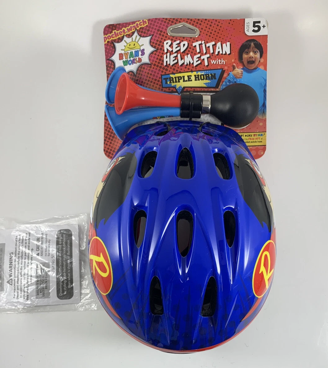 New Ryan s World Red Titan Bicycle Helmet with Triple Horn eBay