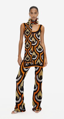 Paco Rabanne x H&M hm SET Tunika + Hose S/EU 36 Jacquardstrick Glitzer NWOT