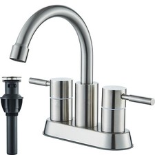 Bathroom Basin Faucet Brushed Nickel Vanity Dual Handle 3-Hole 4"Centerset