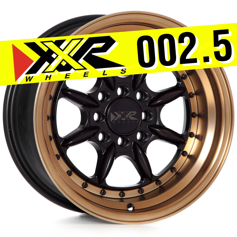 XXR 002.5 15X8 4X100 +20 FLAT BLACK/BRONZE WHEELS FITS MAZDA MIATA