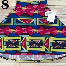 Kids Size 8 AZURE SKIRT LuLaRoe MULTICOLOR GEOMETRIC PATTERN Bright Colors