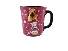 Keith Kimberlin Puppy Dog in Shoe Mug Pink Purple Encore Group Coffee Cup Used