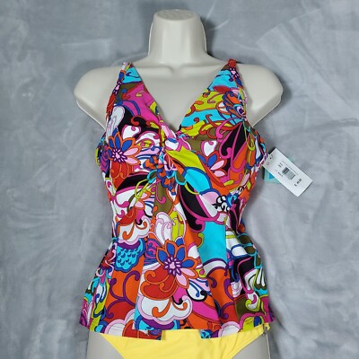 NWT Bikini Bay Women's Tankini Top Multi Colored Swim Wear Swimsuit MSRP $50