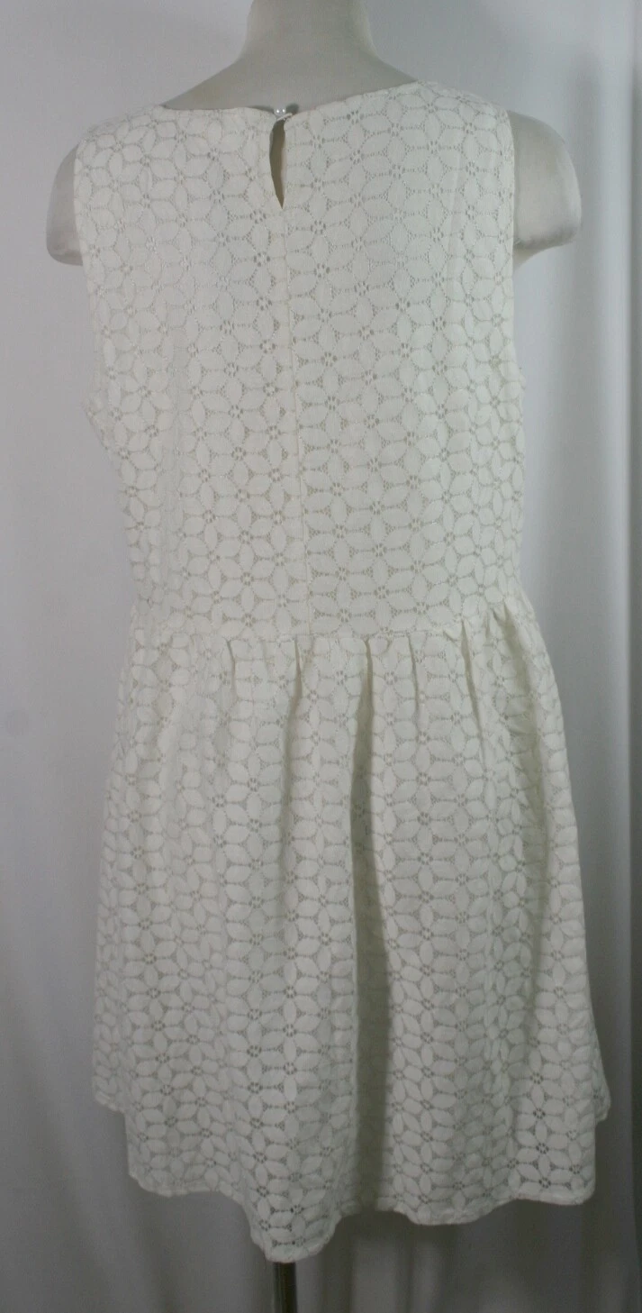 OFF WHITE Abito in pizzo cotone curvo lunghezza ginocchio senza maniche bianco sporco taglia L