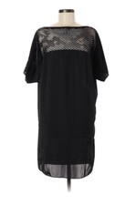 Anthropologie Ian RN Black Perforated Shirt Dress Size XS
