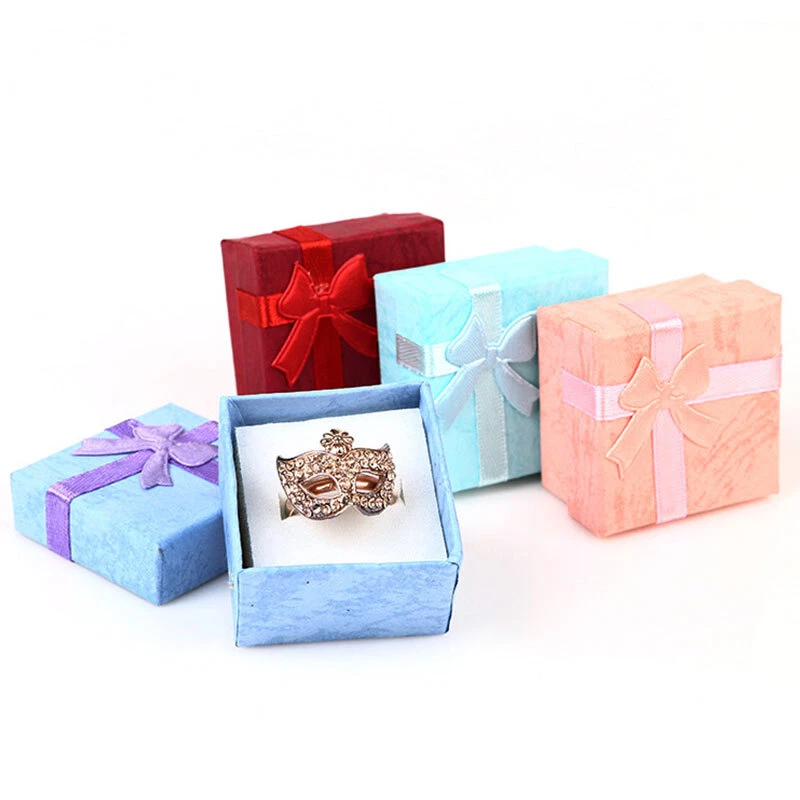 Paper Jewelry Gift Boxes With Cotton Fill Padding Jewelry Packaging Ring  Earring