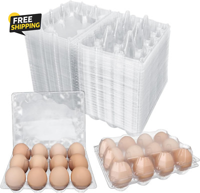 100 Pack Bulk Egg Cartons, Clear Plastic Chicken Egg Holders, Egg Tray Carton