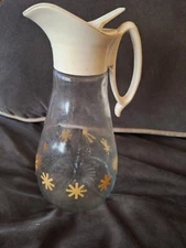 Vintage Log Cabin Pancake Syrup Glass Pitcher