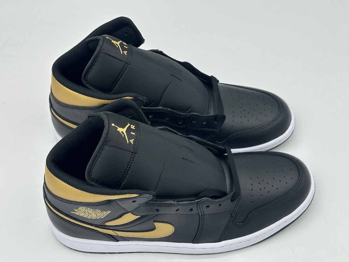 Size 12 - Nike Air Jordan 1 Mid Black Metallic Gold DQ8426  display picture 3