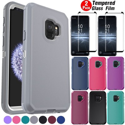 For Samsung Galaxy S9/S9+/S9 Plus Shockproof Case Hybrid Cover / Tempered Glass