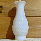 Hobnail White Milk Glass 10" Hurricane Chimney Lantern Lamp Shade 3" Fitter Vtg