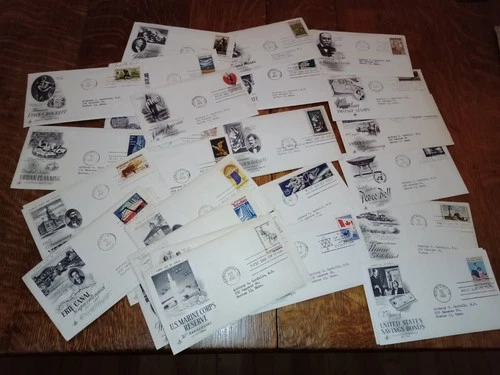 Lot of 38 Old Art Craft FDC First Day Covers Stamps 1966 - 1970 US & Canada
