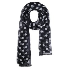 Red Black Polka Dot 50s Chiffon Scarf, Sheer Square, Neck, Head Scarf, Women