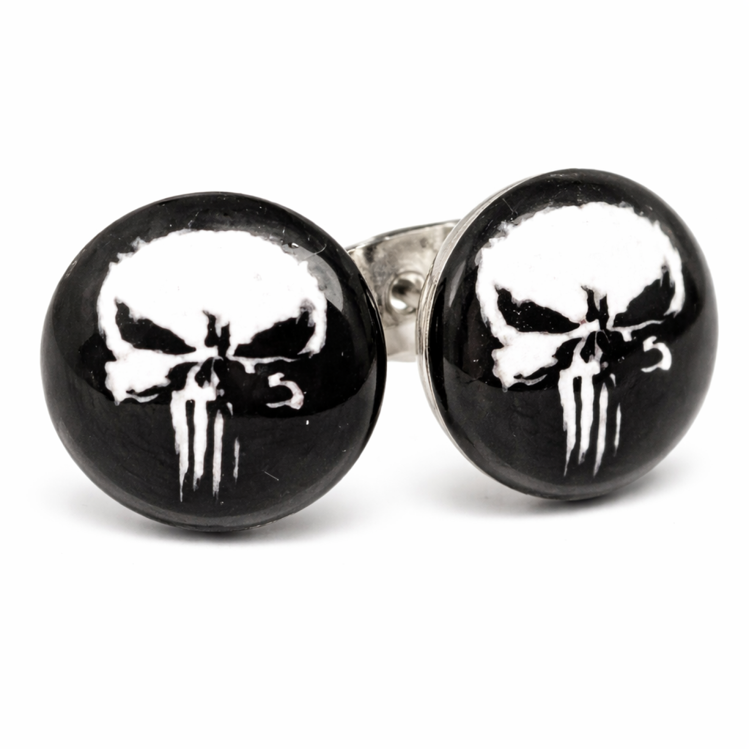 Skull Stud Earrings Punish Style Steel 10mm Metal Pair Studs Quality Jewellery