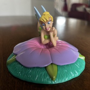 Disney Tinkerbell On Flower Cake Topper, Decopac Tinkerbell Figurine, 4” Dia.