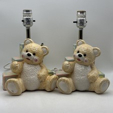 Vintage Childrens Teddy Bear W/ Blocks Lamp Dolly Inc - Lot Of 2 - Tested - Rare