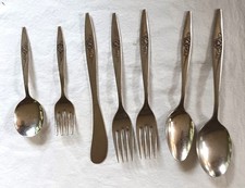 Mixed Lot 7 Pc Oneida Stainless Lasting Rose Youth Infant Forks Spoons Spreader