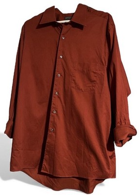 Arrow Red Button-Up Satin Twill Shirt Large
