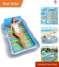 Inflatable Adult Pool Lounger Float Large Vinyl Water Tanning Beach Float wit...