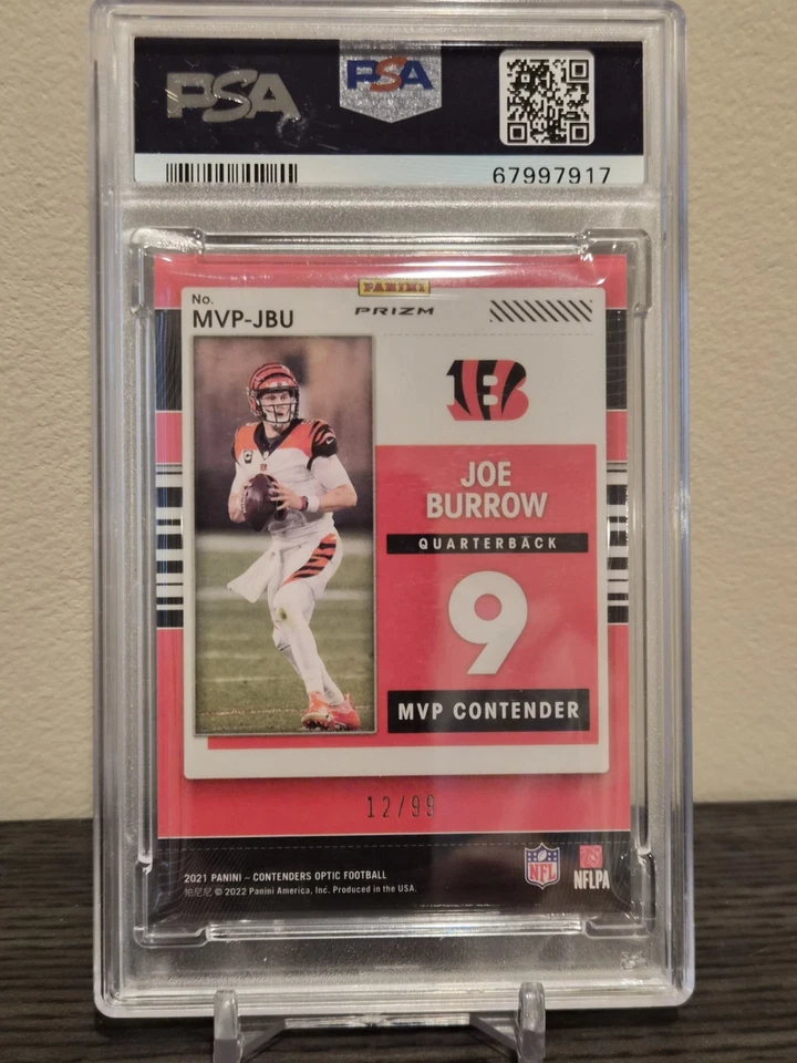 2021 Contenders Optic Joe Burrow MVP Contenders Blue Prizm SP /99- PSA 8 NM-MT - Image 2 of 2