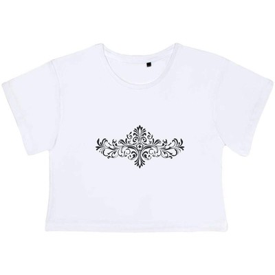 'Victorian Design Line Art' Women's Cotton Crop Tops (CO052524)