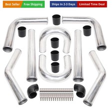8Pcs 2.5 Inch Universal Aluminum Turbo Intercooler Piping kit 610mm DIY Custo...