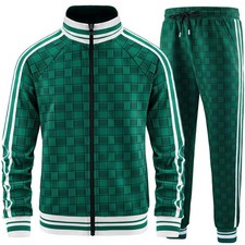 Track Suits for Men Set Plaid Jogging Tracksuit Mens 2 Piece Sweatsuits Jogge...