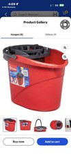 O-Cedar QuickWring Bucket, 2.5 Gallon Mop Bucket with Wringer, Red