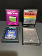 Lot of (4) Atari 2600 Games Untested STAR VOYAGER KABOOM! PINBALL SPACE INVADERS