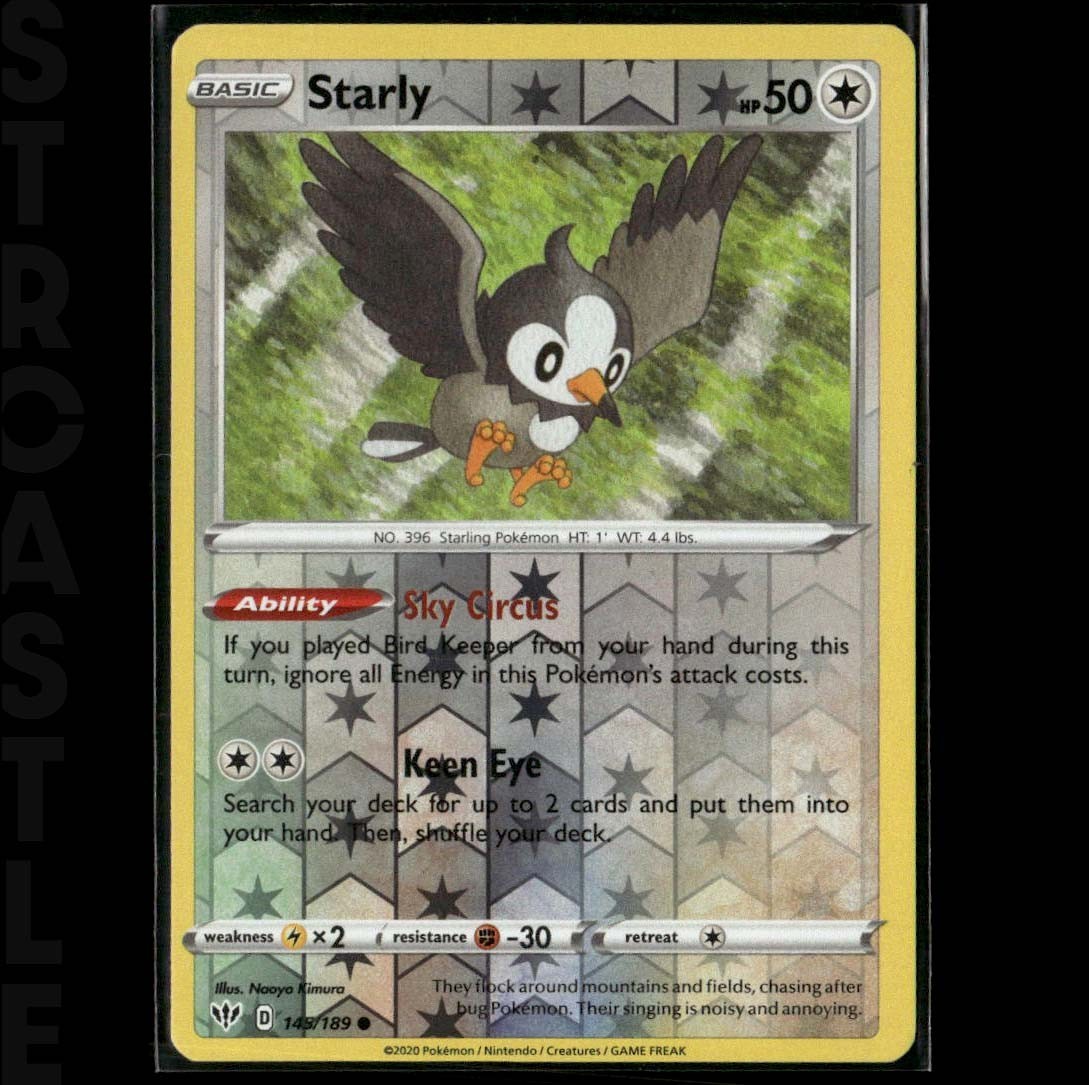 Starly 145/189 Swsh03: Darkness Ablaze - Reverse Holo - Common - Pokémon