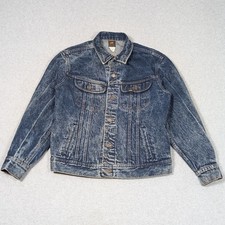 Vintage Lee Riders Denim Trucker Jacket Size Medium Acid Wash Made in USA