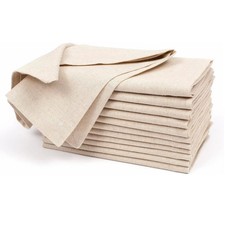 Set of 12 Linen Flax Cotton Cloth Dinner Fabric Napkins Mitered Corners Napkins