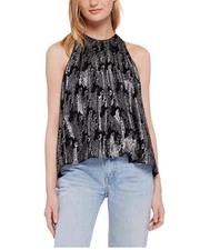 Joie Women Black Simi Metallic Swig Halter Top Size XS