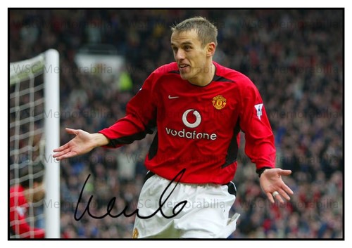 12437. Phil Neville Signed Pictures (A4 Prints) Manchester United Everton etc.