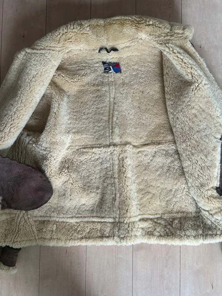 Chaqueta de Vuelo Schott Tipo B-3 EE. UU. Piel de Oveja Talla 42 Marrón Cuero Mouton USADA Foto 3 de 4