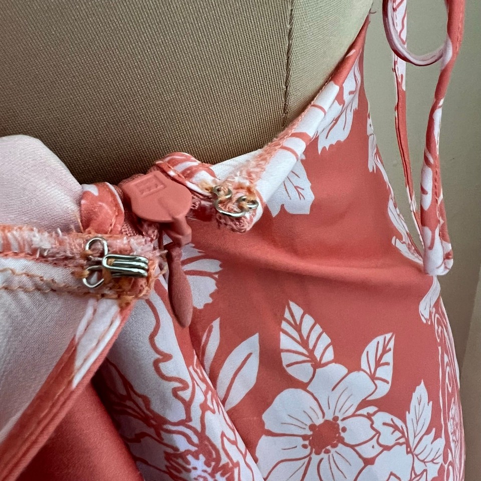 Free People Ashley Slip Dress 8 Womens Pink Plunge Maxi Ruffle Feminine ...