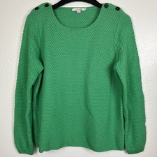 Boden Women's Green 100 Cotton Knit Sweater Shoulder Button Design Size 14