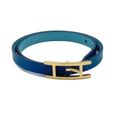 Hermes Bracelet en cuir double tour Bi-Hapi (Couleur vert et bleu) 158039812 [U] - Photo 1/4
